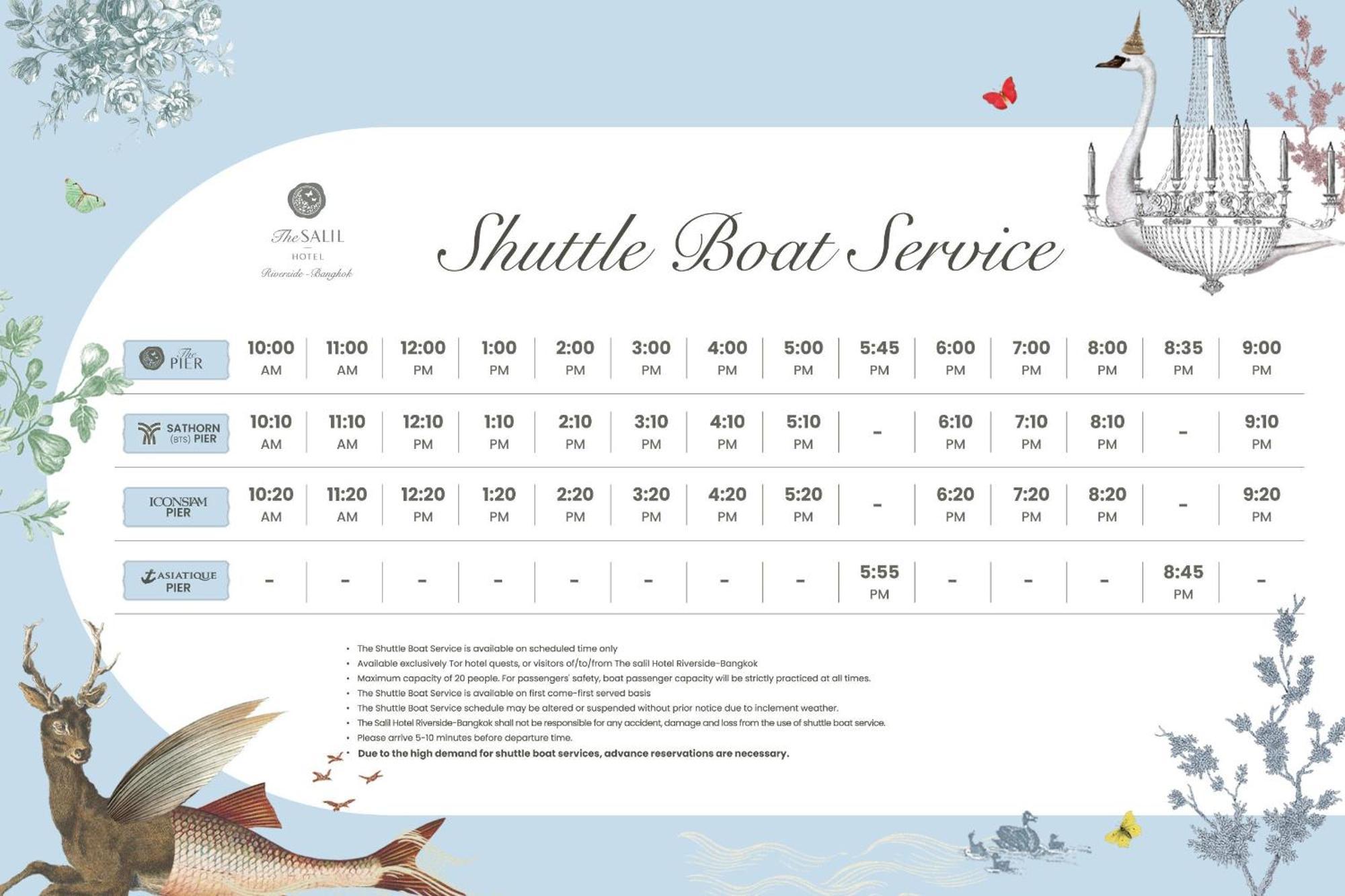 The Salil Hotel Riverside Bangkok Bagian luar foto Shuttle boat service timetable
